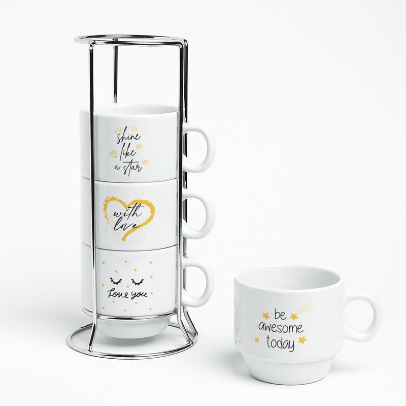 İlham Serisi Mottolu 4'lü Fincan Takımı