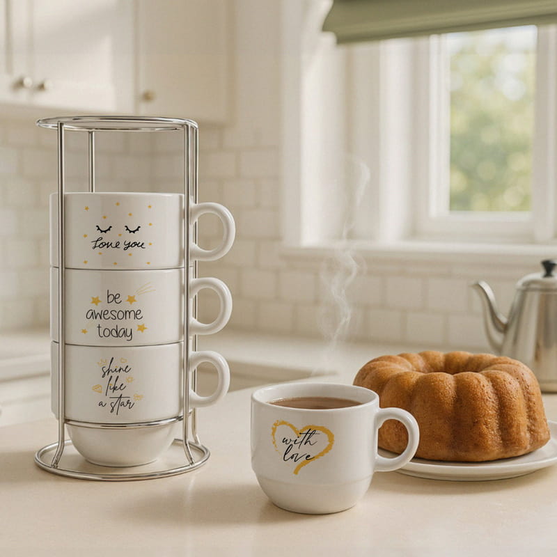 İlham Serisi Mottolu 4'lü Fincan Takımı