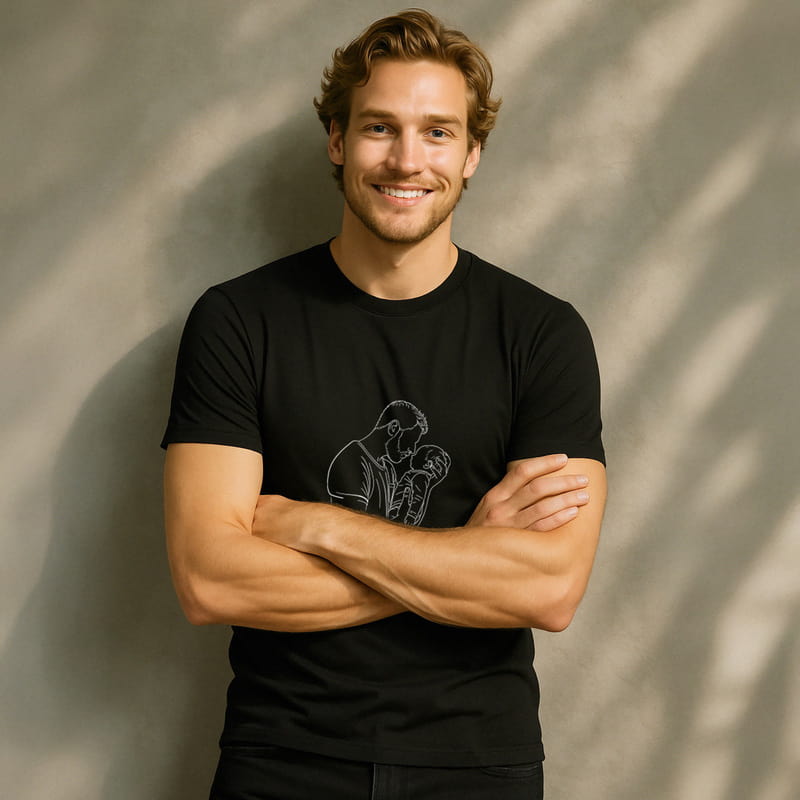 Baba Bebek Line Art Fotoğraflı Tişört Zıbın Kombini