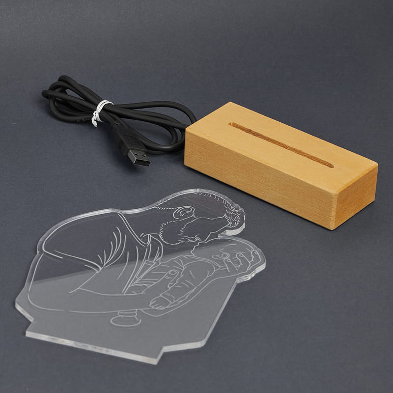 İlk Babalar Günü Hediyesi Fotoğraflı Line Art Led Lamba