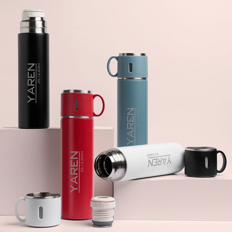 İsim Özelleştirmeli 580 ML Kupa Kapaklı Termos