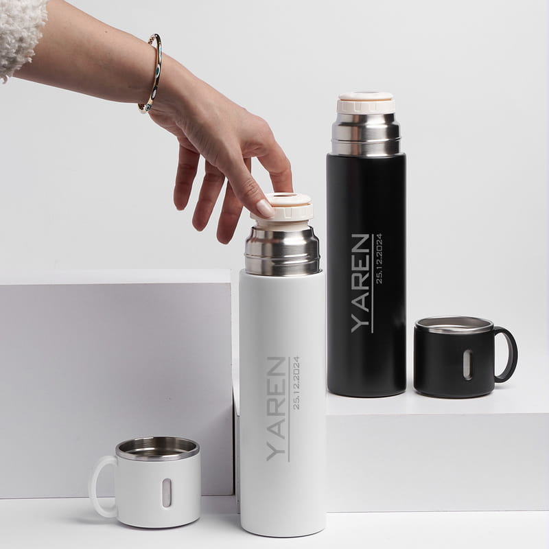 İsim Özelleştirmeli 580 ML Kupa Kapaklı Termos