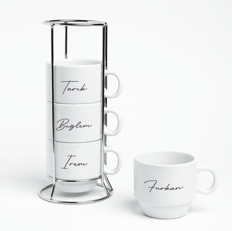 İsme Özel 4'lü Standlı Fincan Seti