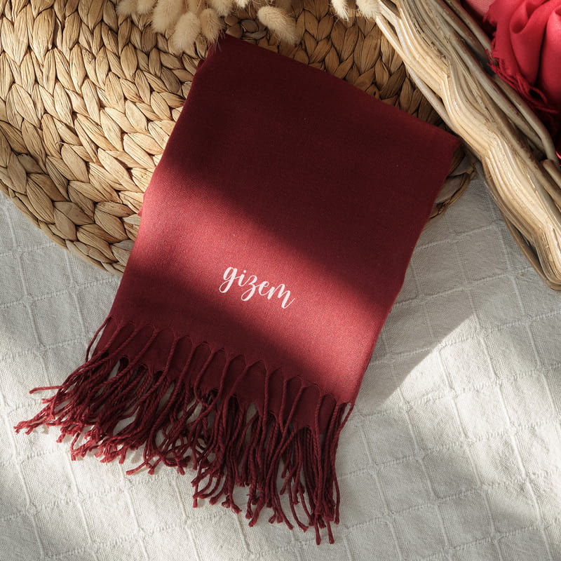 İsme Özel Baskılı Dokulu Şal