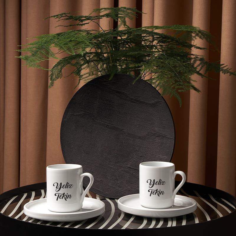 İsme Özel El Yazısı Tasarımlı Türk Kahve Fincanı Seti