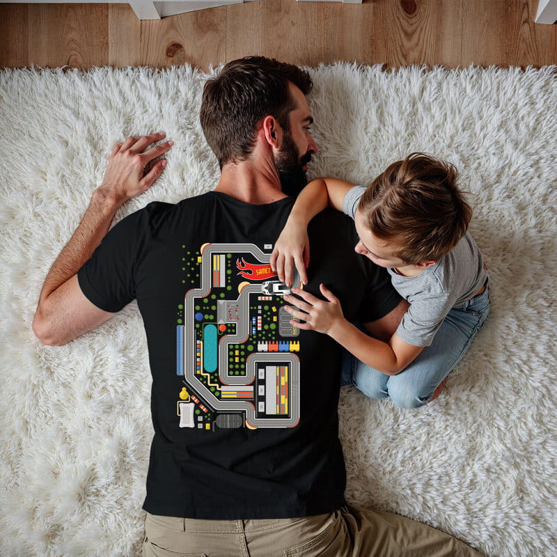 İsme Özel Pist Baskılı Eğlenceli Baba Tişörtü