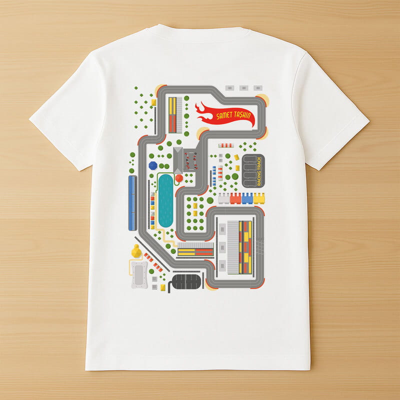 İsme Özel Pist Baskılı Eğlenceli Baba Tişörtü