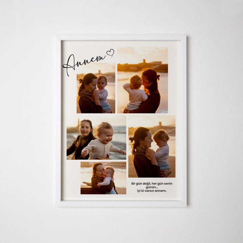 İyi ki Annem Fotoğraf Kolajlı Çerçeve