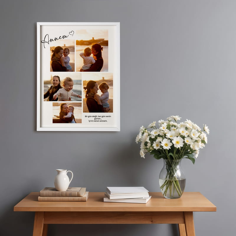 İyi ki Annem Fotoğraf Kolajlı Çerçeve