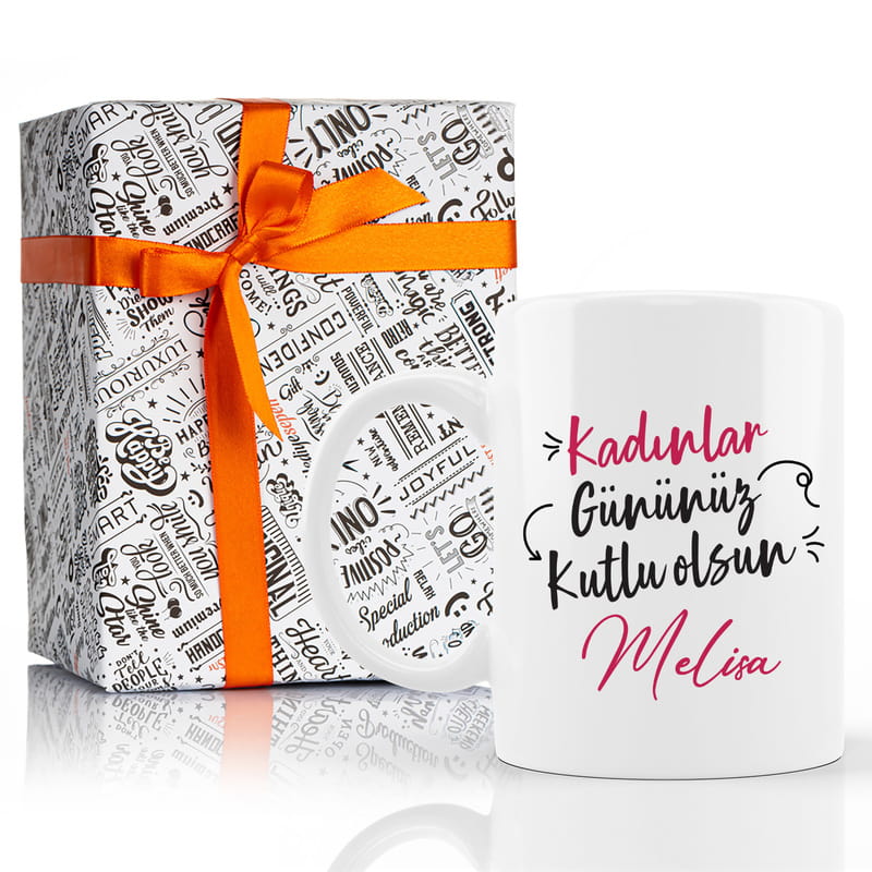 Kadınlar Gününüz Kutlu Olsun Yazılı İsimli Kupa Bardak