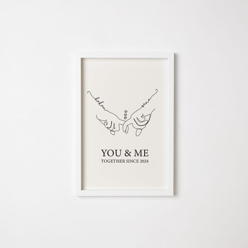 Kalpten Bağlı Eller İsme Özel Sevgili Çerçevesi