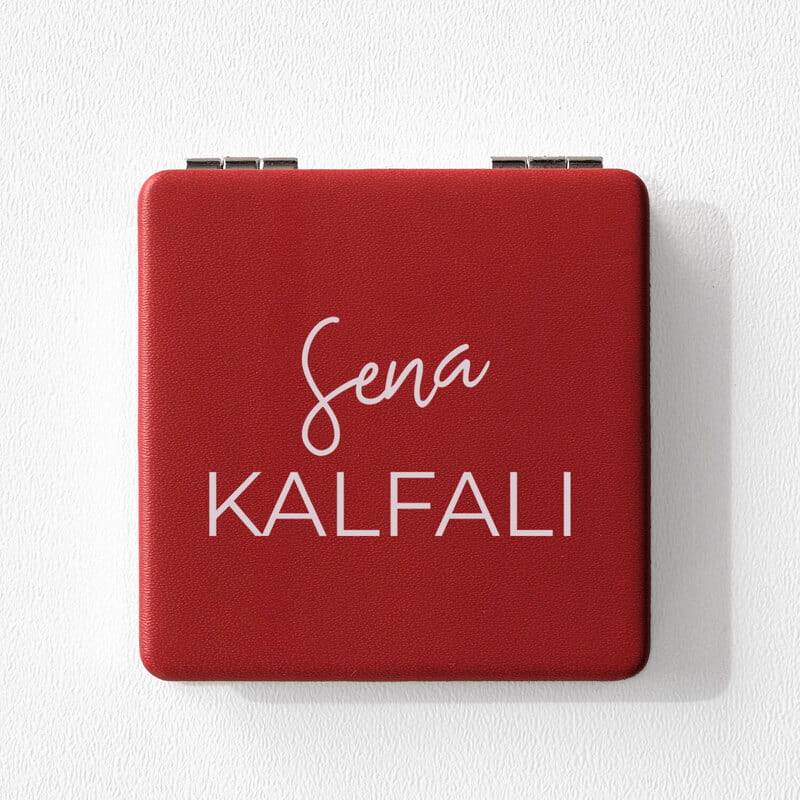 Kapak İsim Yazılı Kırmızı El Aynası