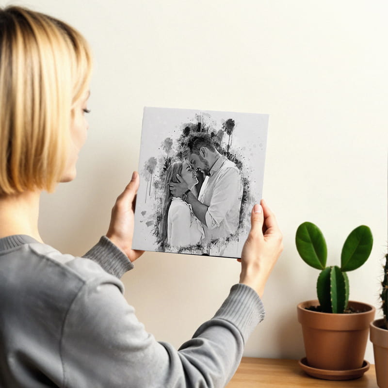 Karakalem Tasarımlı Kanvas Tablo 25x25