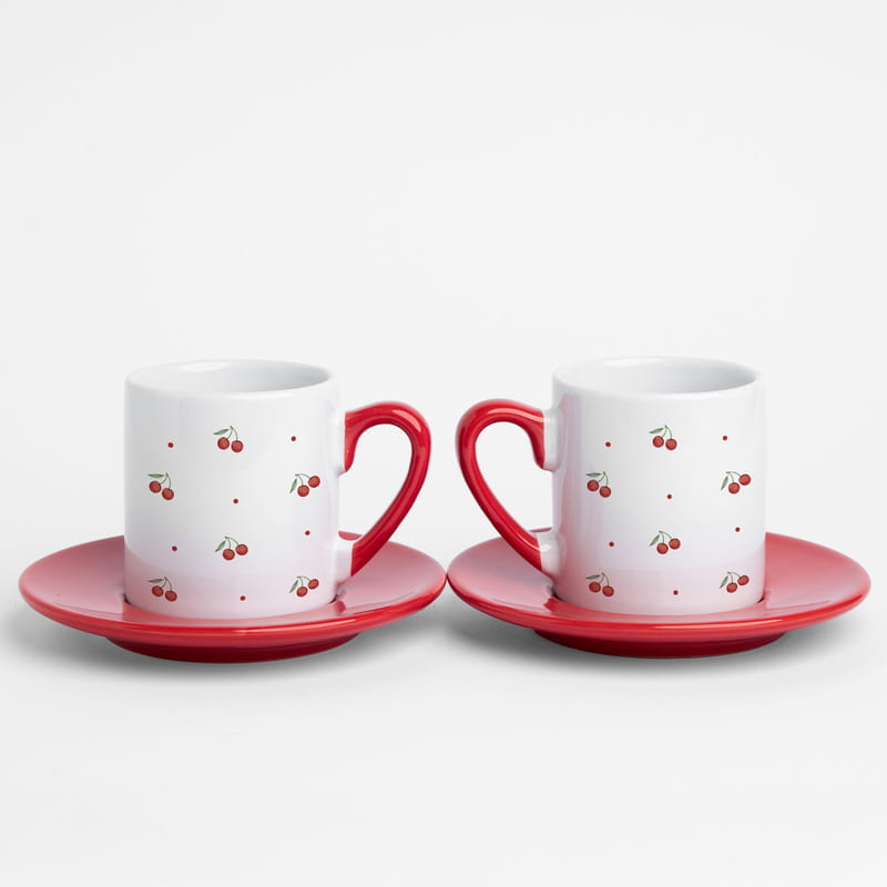 Kiraz Baskılı Kahve Fincanı Seti
