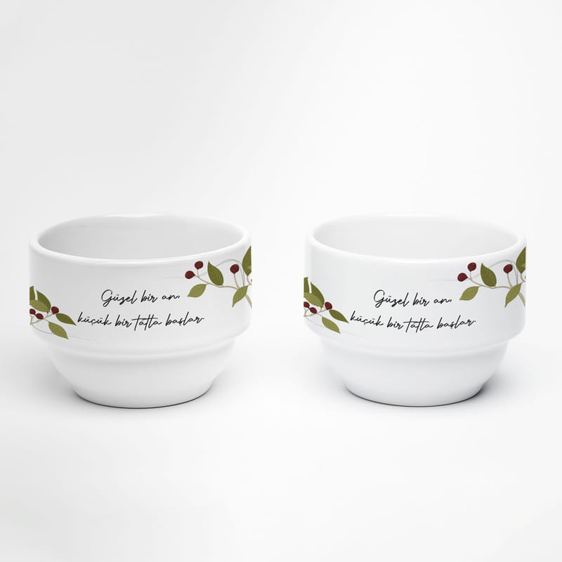 Kişiselleştirilebilir Mesajlı Porselen Kase Seti