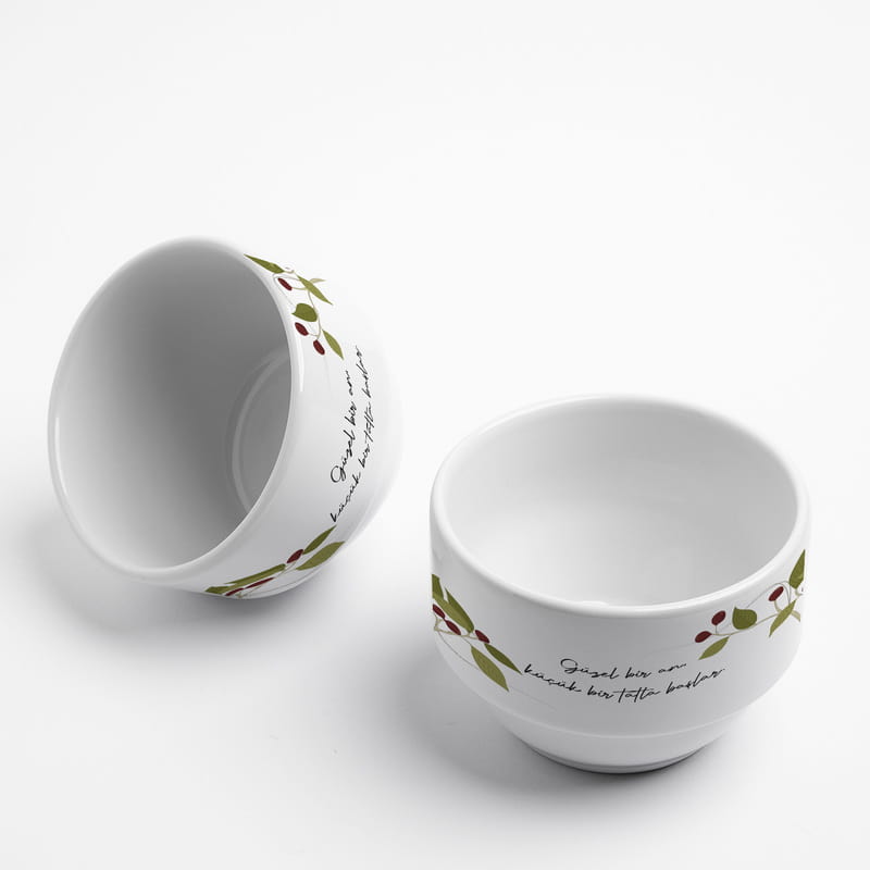 Kişiselleştirilebilir Mesajlı Porselen Kase Seti