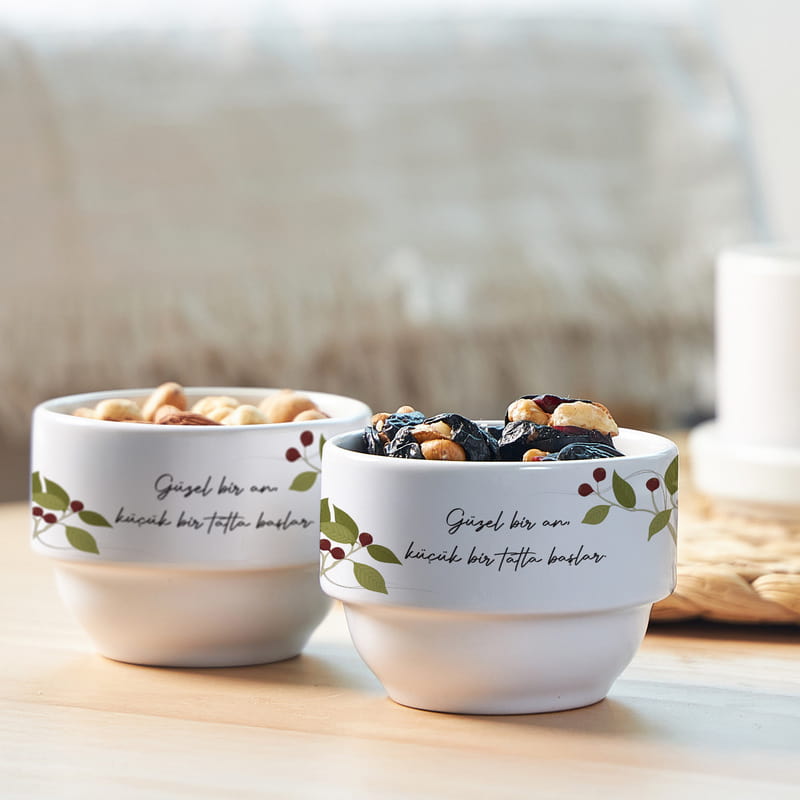 Kişiselleştirilebilir Mesajlı Porselen Kase Seti