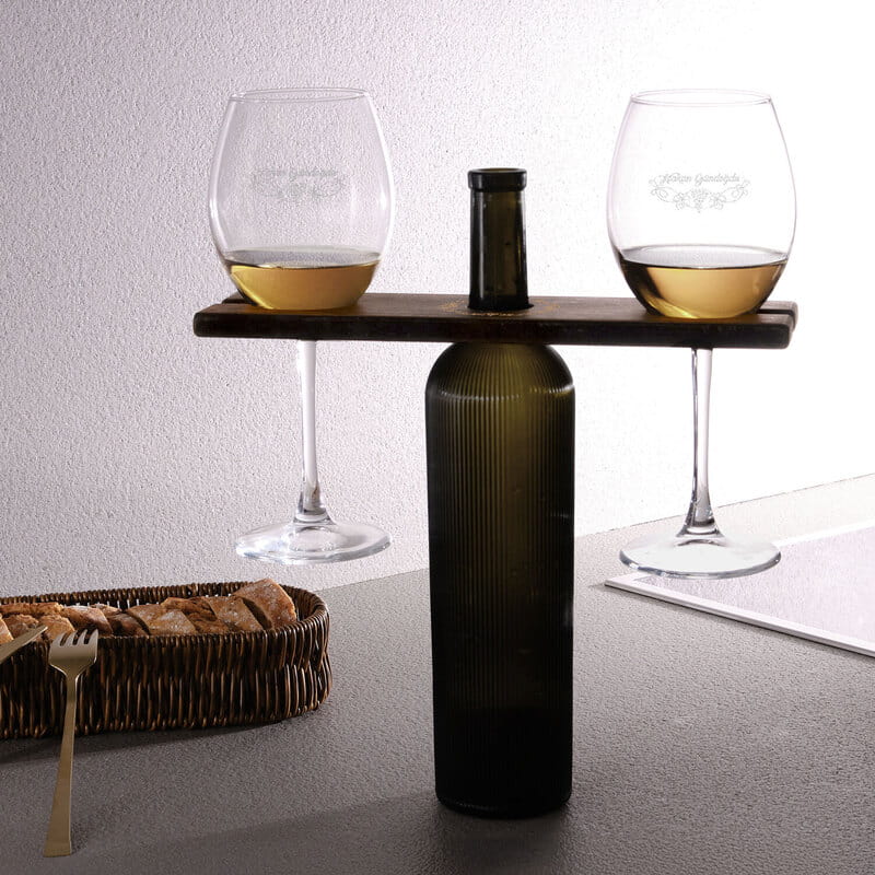 Kişiye Özel 2'li Kadeh & Şarap Standı