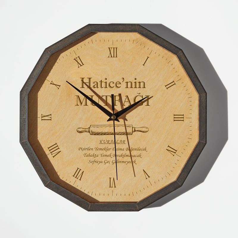 Kişiye Özel Ahşap Mutfak Saati
