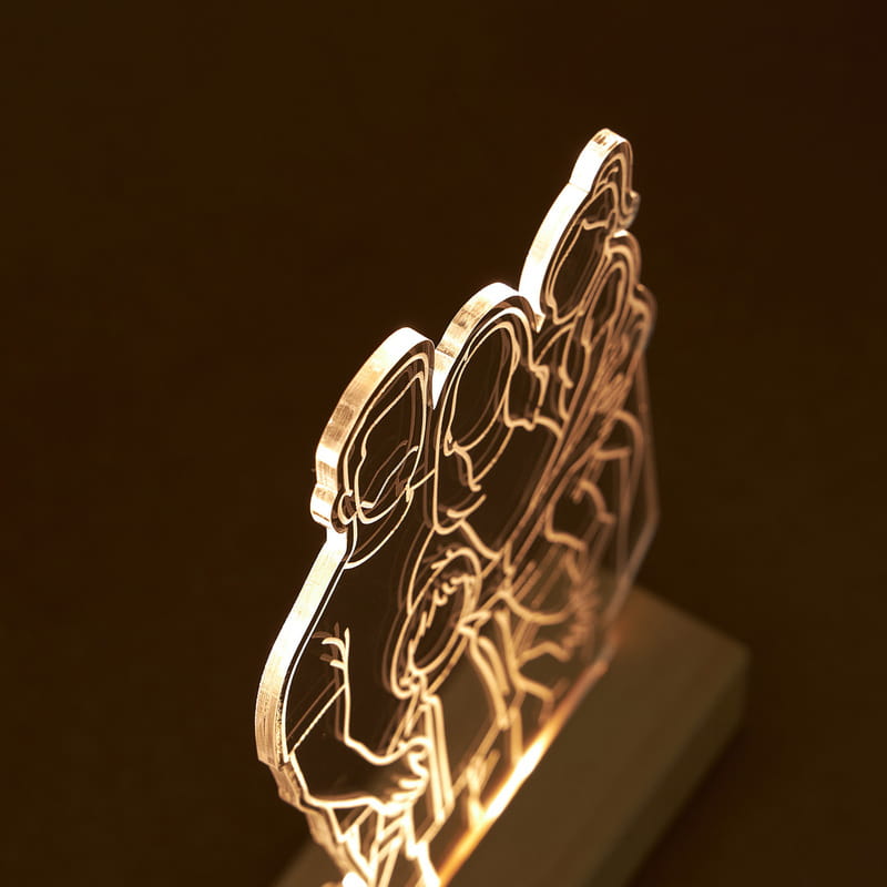 Kişiye Özel Aile Hatırası Line Art Tasarımlı Led Lamba