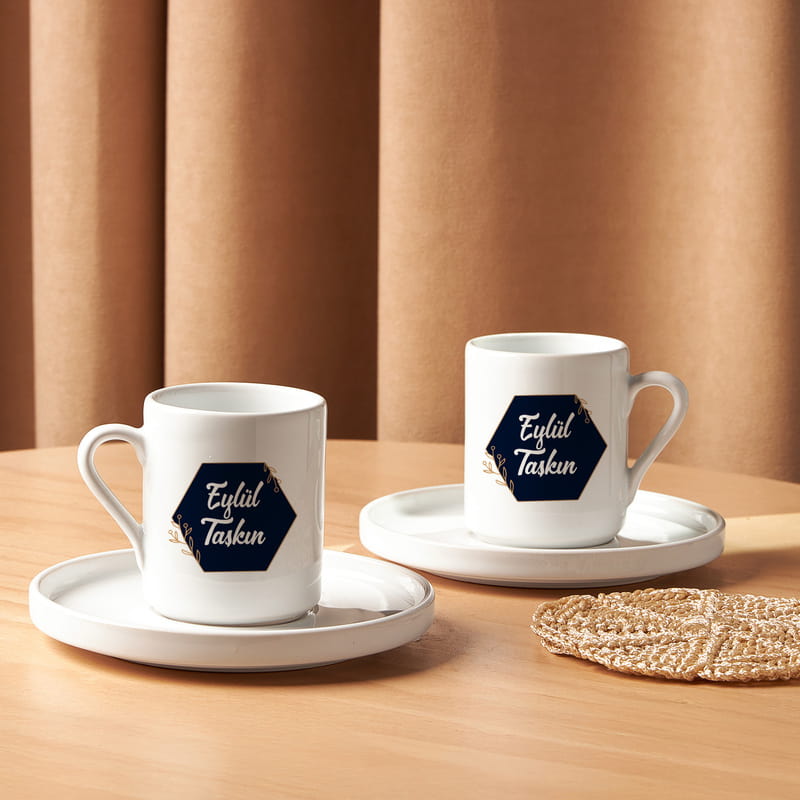 Kişiye Özel Doğum Günü Hediyesi 4lü Türk Kahve Fincanı Seti