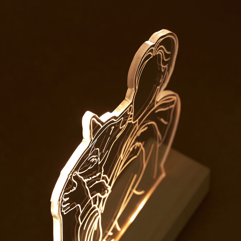 Kişiye Özel Evcil Hayvanlı Line Art Led Lamba