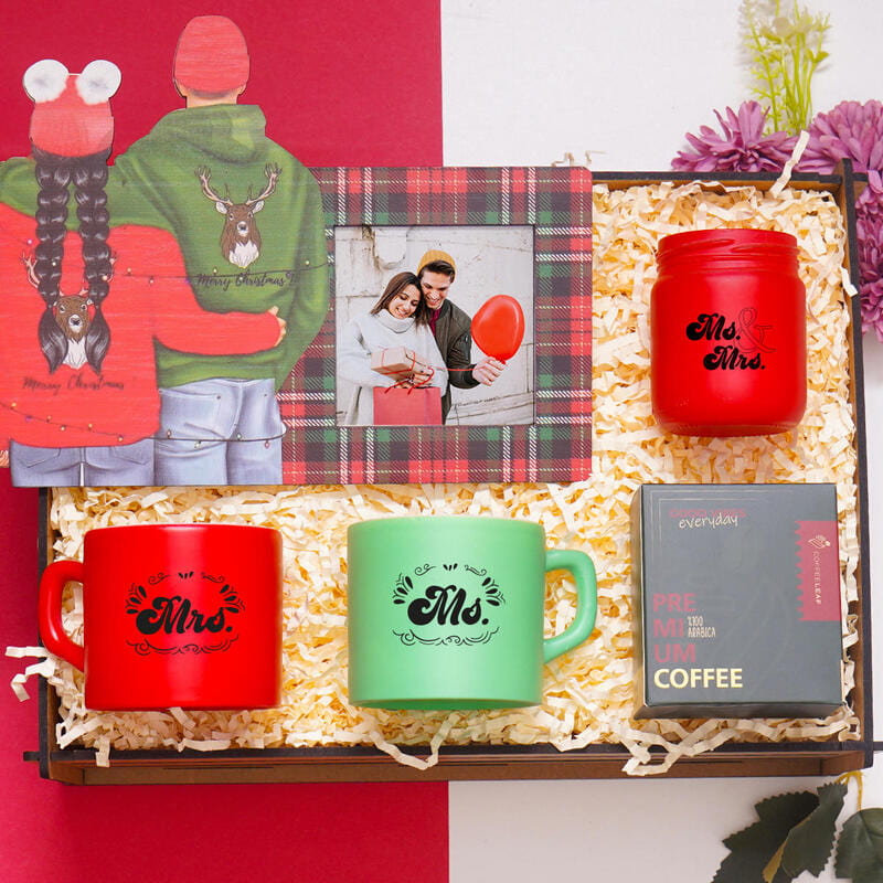 Kişiye Özel Fotoğraf Çerçevesi 2 Ad Fincan Kokulu Mum Türk Kahvesi Hediye Kutusu