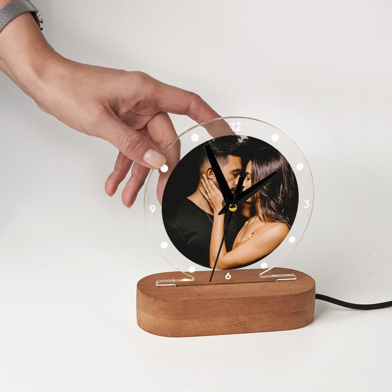 Kişiye Özel Fotoğraflı Led Lamba Masa Saati