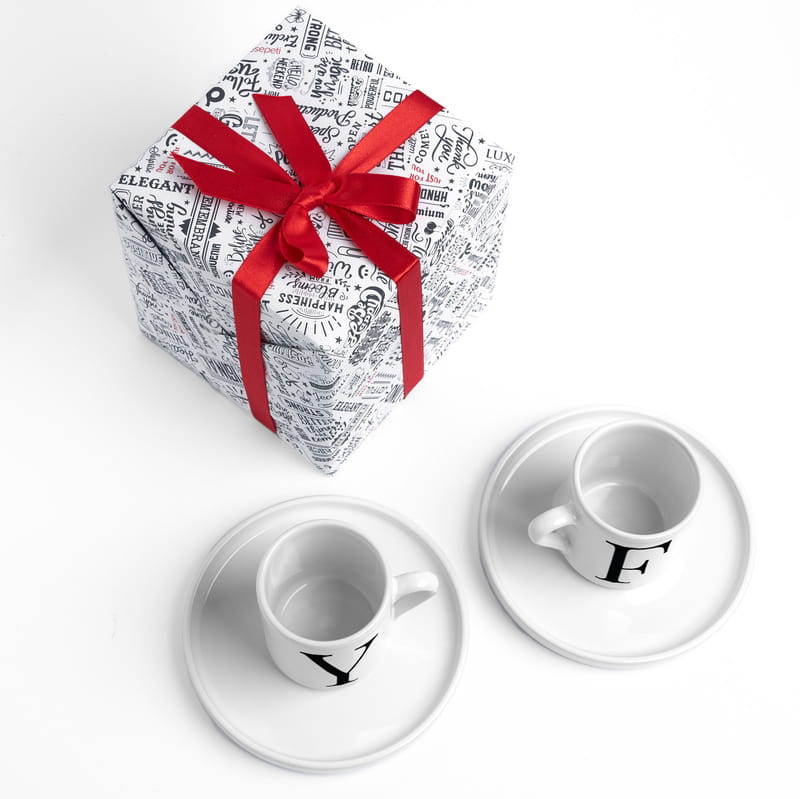 Kişiye Özel Harf Baskılı 2li Türk Kahve Fincanı Seti