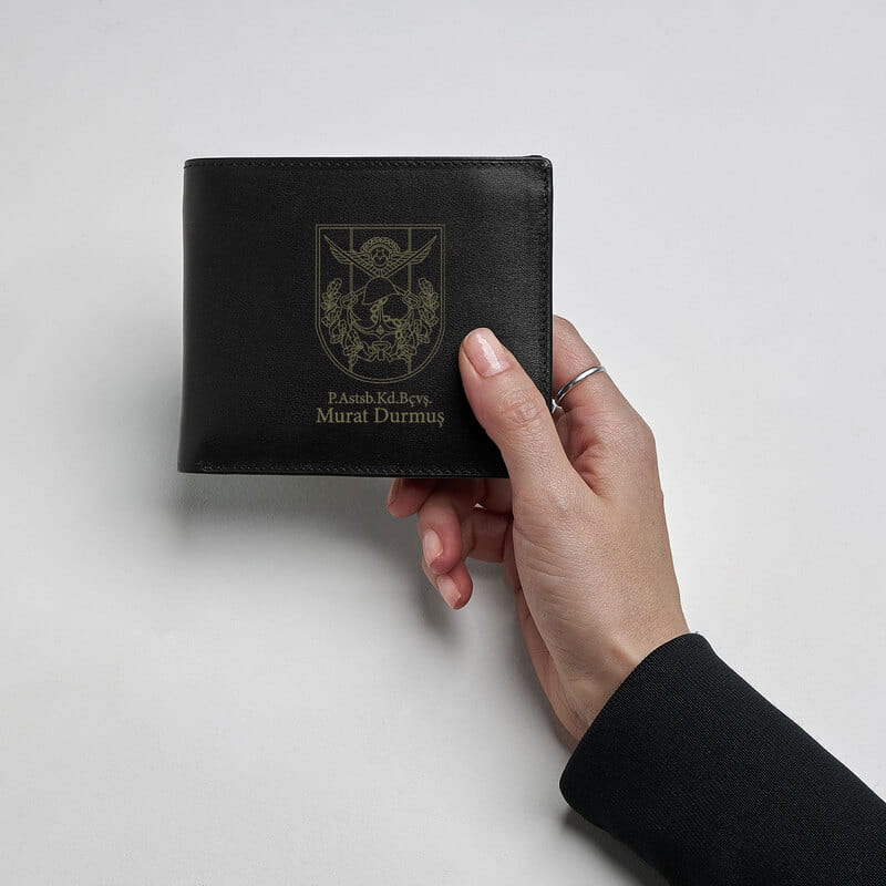 Kişiye Özel Harf Tasarımlı Erkek Deri Cüzdan - Hakiki Deri