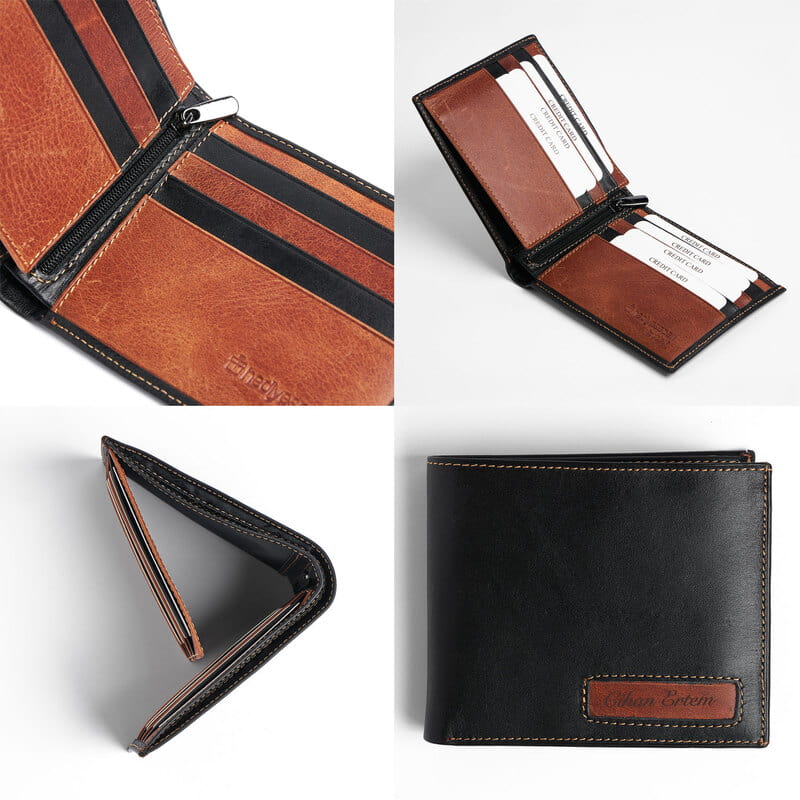 Kişiye Özel İsim Baskılı Erkek Deri Cüzdan - Hakiki Deri