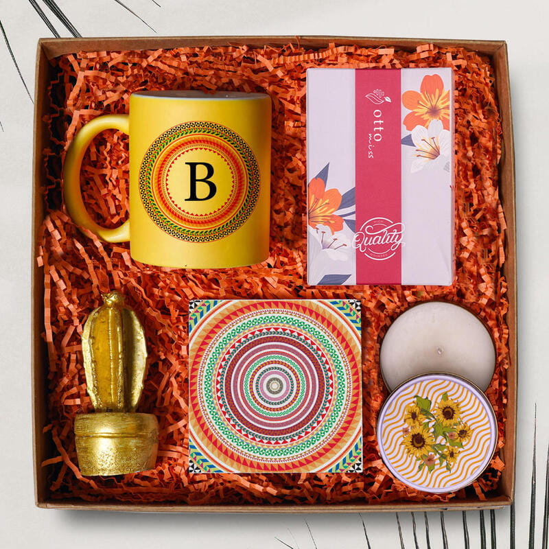 Kişiye Özel Kupa, Mum ve Dekoratif Taş Hediye Seti