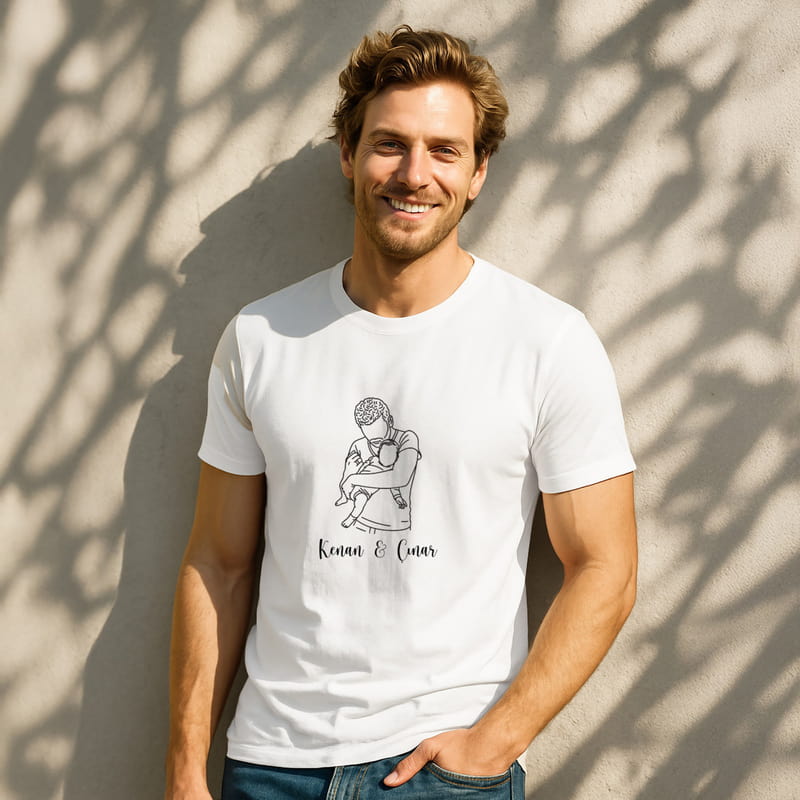 Kişiye Özel Line Art Baba & Bebek Kombini