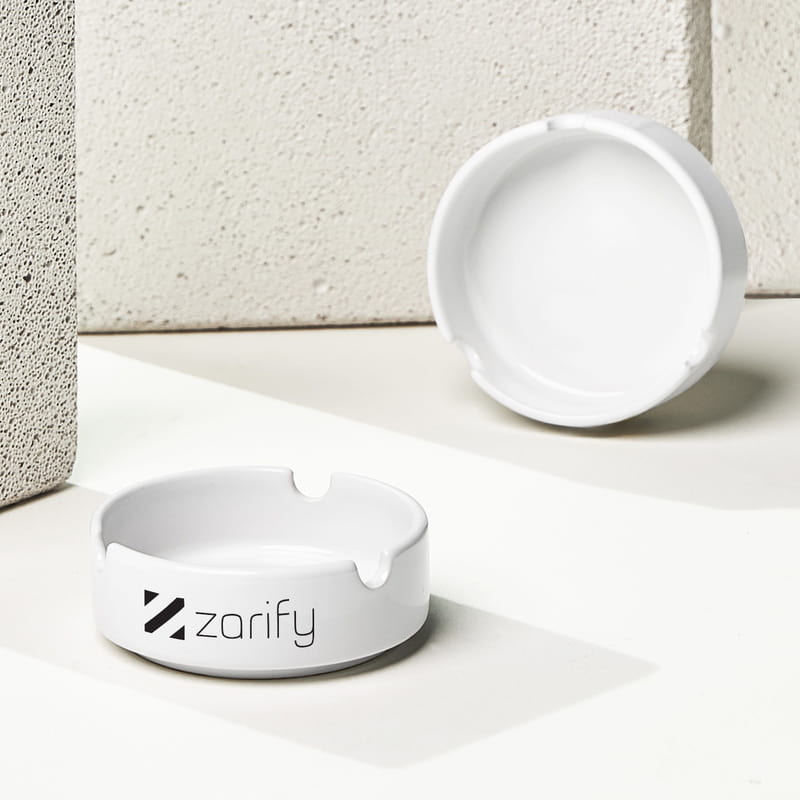 Kurumsal Logo Baskılı 4'lü Seramik Kül Tablası Seti