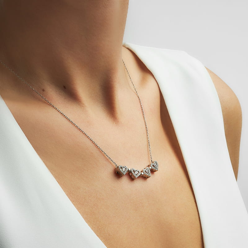 Mıknatıs Özellikli Yonca Gümüş Kadın Kolye