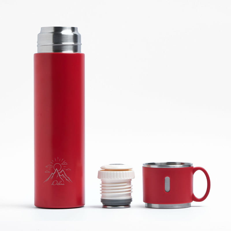 Minimal Doğa Tasarımlı Bardaklı Termos