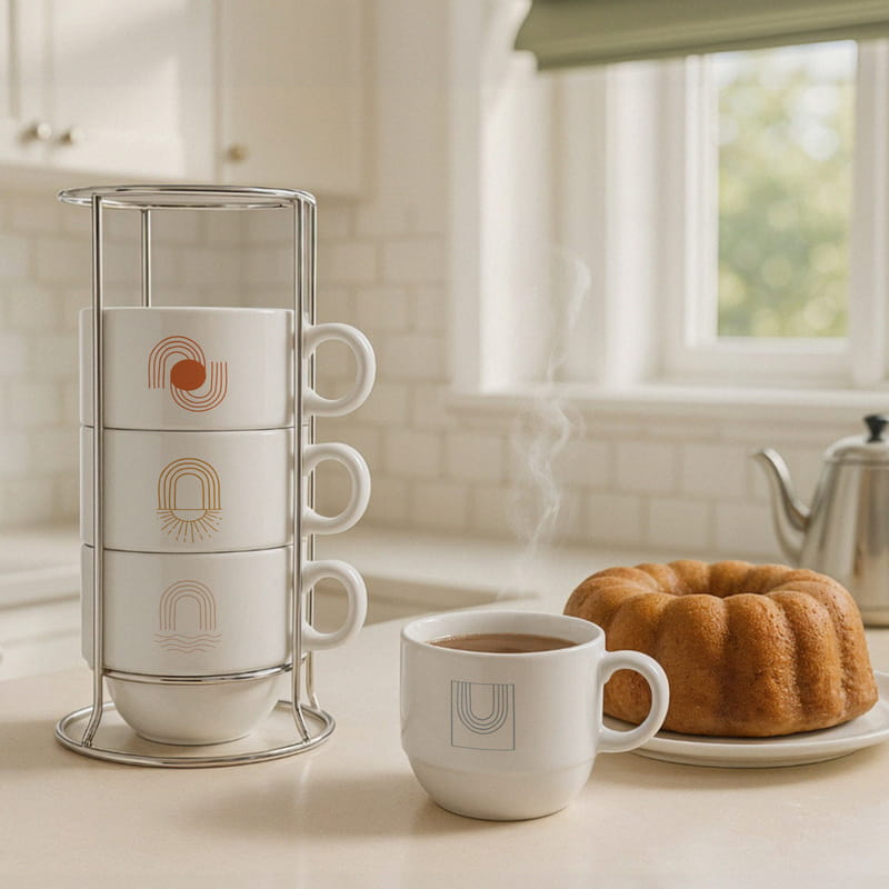 Minimal Lines Seramik 4'lü Set Kupa Takımı