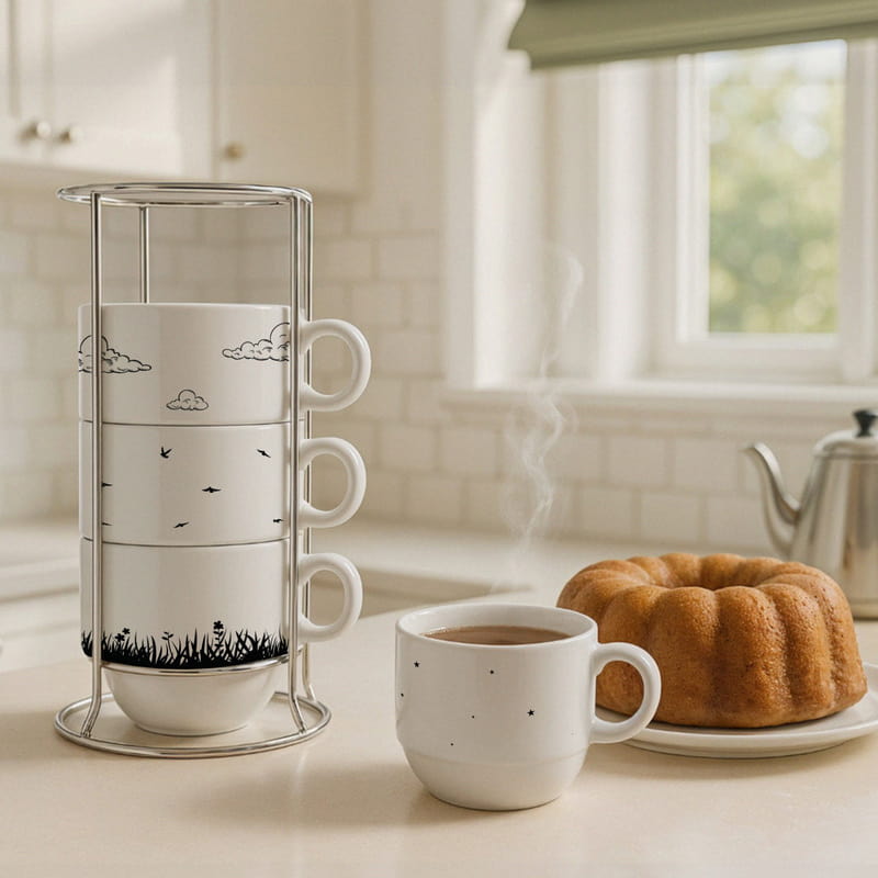 Minimal Tasarımlı 4'lü Kahve & Çay Fincanı Seti