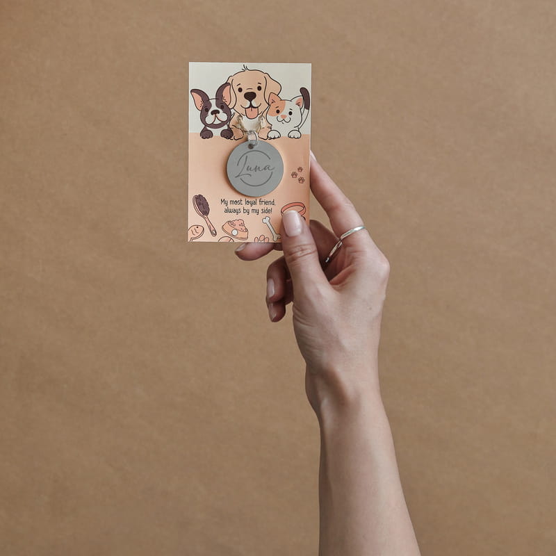 Minimal Tasarımlı İsimli Evcil Hayvan Künyesi