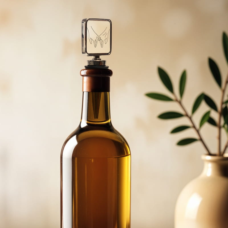 Minimal Tutuşan El Tasarımlı Cam Şişe Tıpası