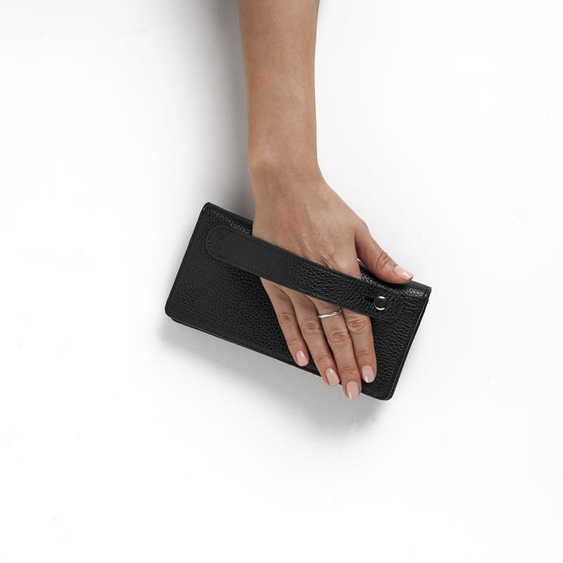 Monogram Harf Gümüş İşlemeli Telefon Bölmeli Unisex El Cüzdanı