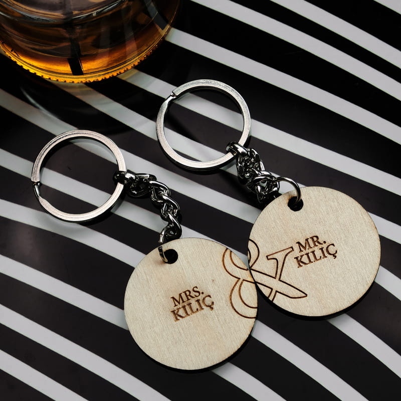 Mr. & Mrs. 2'li Ahşap Anahtarlık