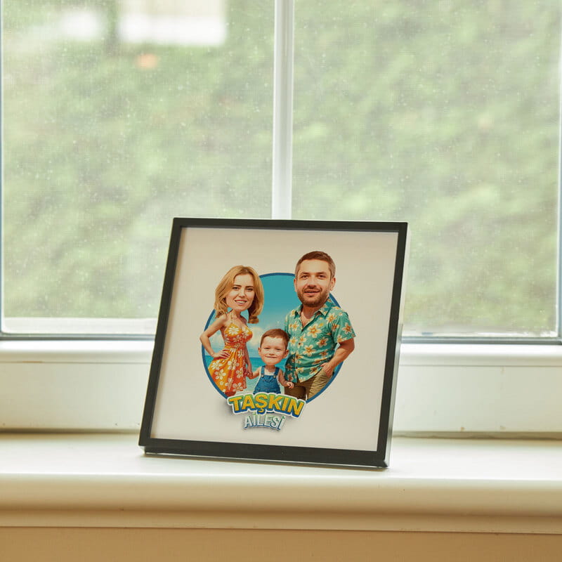 Mutlu Aile Tablomuz Karikatür Fotoğraf Çerçevesi