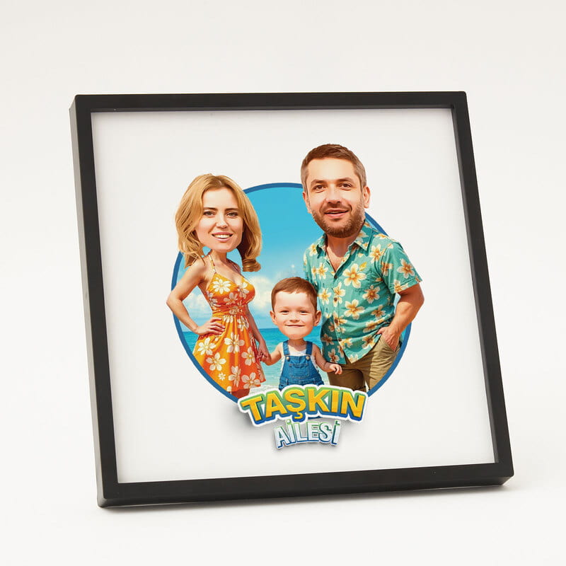 Mutlu Aile Tablomuz Karikatür Fotoğraf Çerçevesi