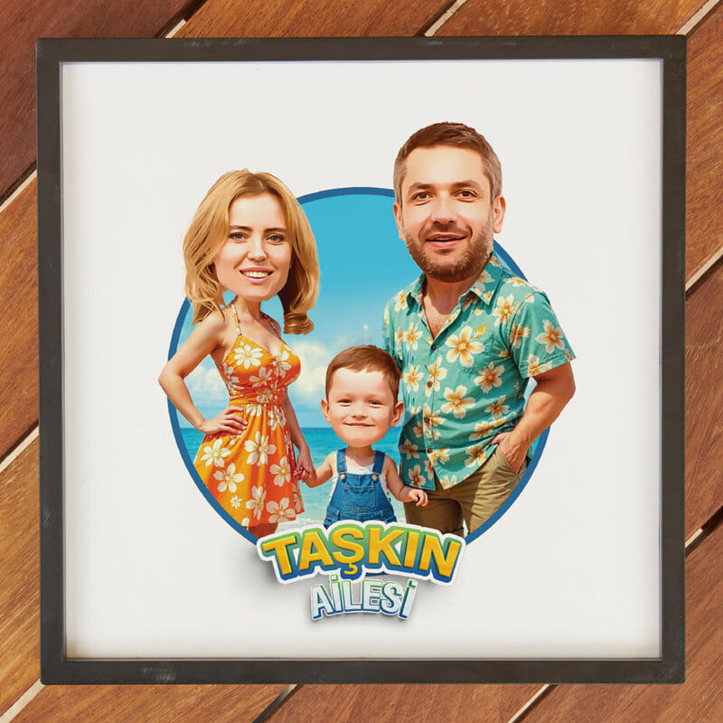 Mutlu Aile Tablomuz Karikatür Fotoğraf Çerçevesi