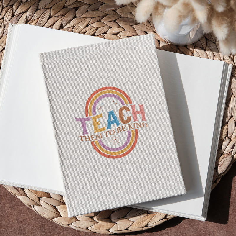 Öğretmene Hediye Teach Tasarımlı Kanvas Defter