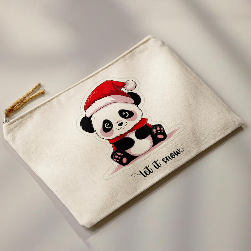 Panda Tasarımlı Yeni Yıl Kadın Hediye Seti Kar Küresi Fincan Makyaj Çantası Mum Magnet Hediye Kutusu