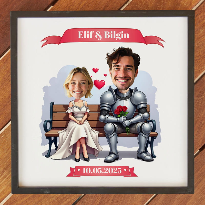 Prenses Şövalye Karikatür Özelleştirmeli Çerçeve