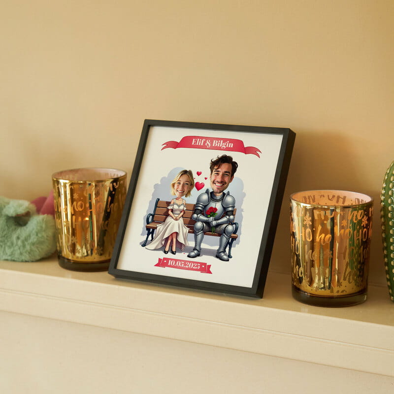 Prenses Şövalye Karikatür Özelleştirmeli Çerçeve