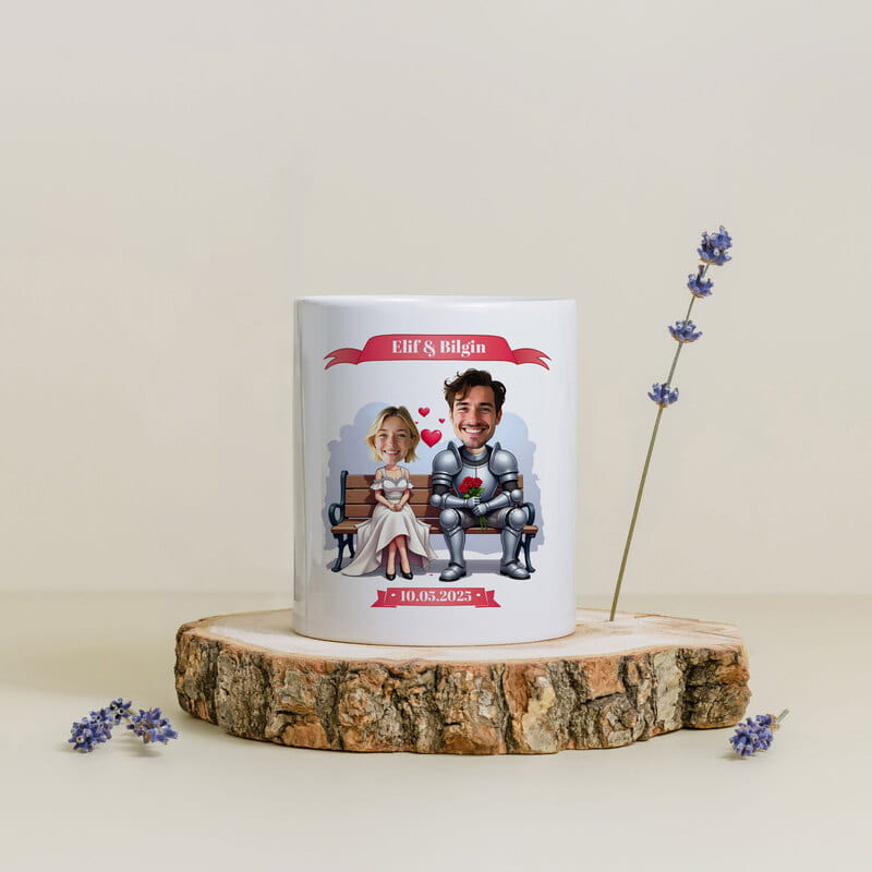 Prenses Şövalye Karikatürlü Özelleştirilebilir Kahve Kupası